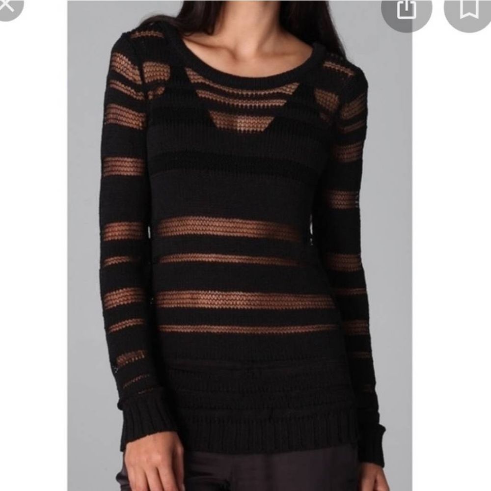 Rag & Bone Sheer Striped Sweater Black Size Medium
